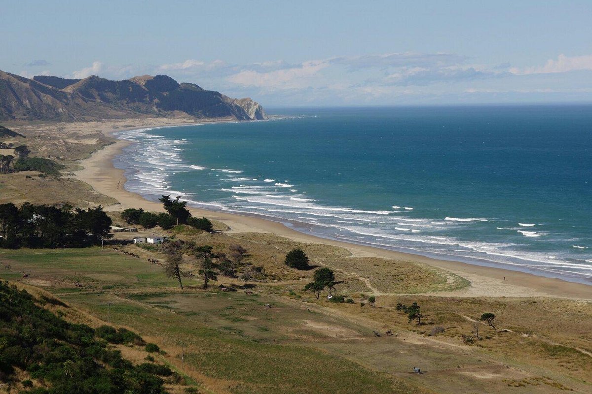 Surfing at Ocean Beach (HB), Ocean Beach (HB) surf spot, Hawke's Bay, New Zealand.