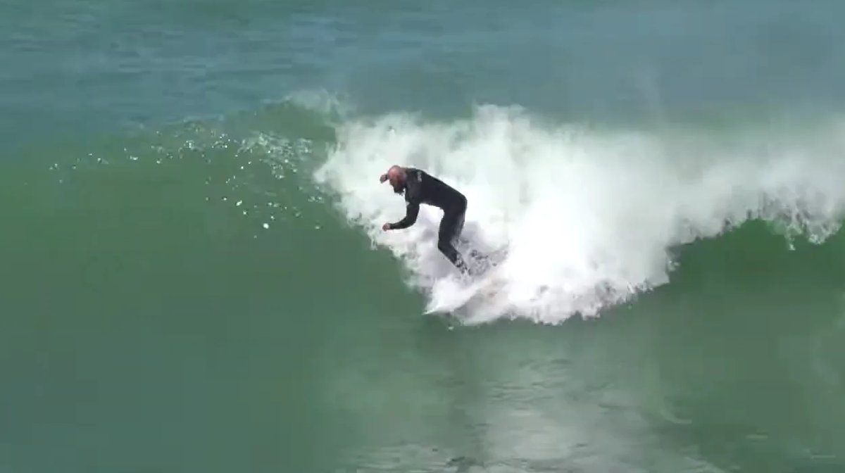 Burying a rail off the top in a burst of spray on a punchy Pātītī Point wave, Patiti Pt / Timaru surf spot, Canterbury, New Z